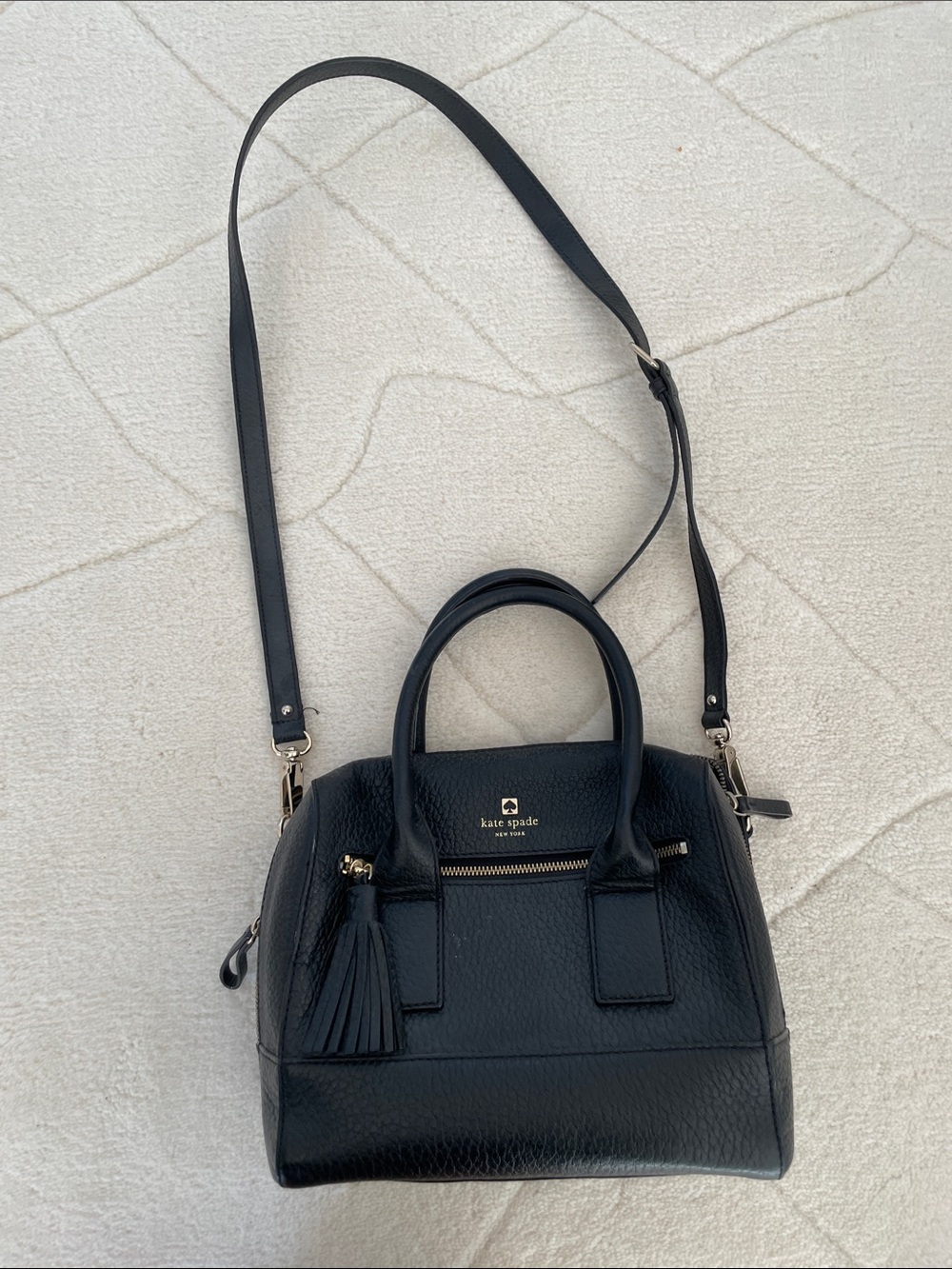 kate spade Black Pebbled Leather Purse with Tassel